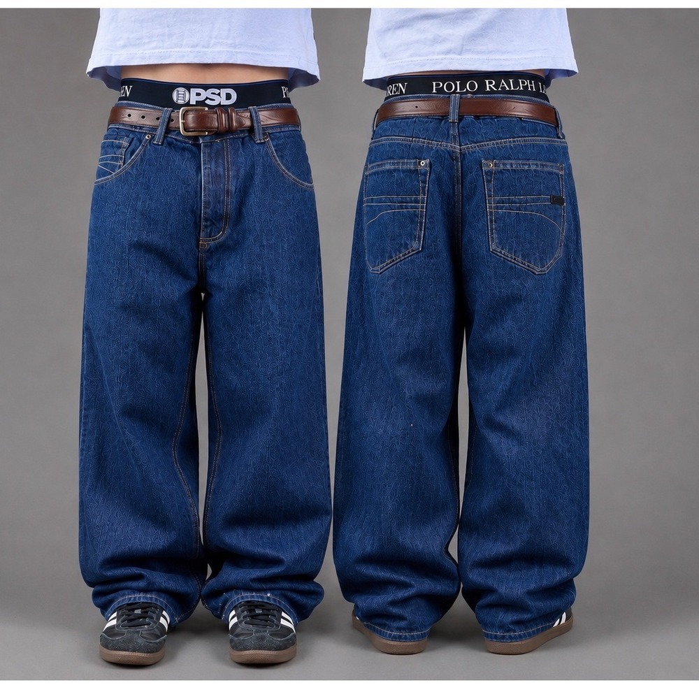 Vintage Y2K Sean John Baggy Wide Leg Denim Jeans Dark Wash Mens 36x30
